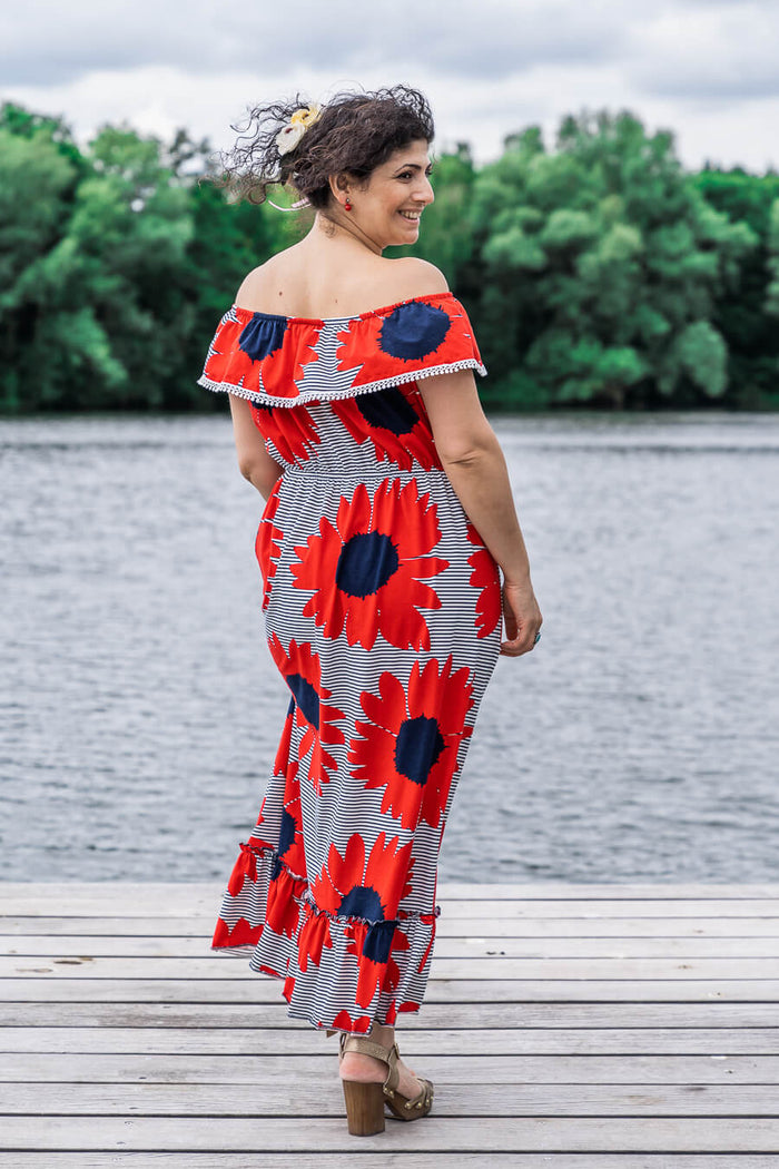 Moeder dochter  jurk - twinning jurk - strandjurk mama & me matching summer dresses by Just Like Mommy'z - red off shoulder